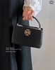 D102172百搭款黑色荔枝纹牛皮金属浮雕logo可手提斜挎迷你戴妃包 商品缩略图6