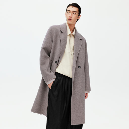 NPC潮牌100%绵羊毛平驳领毛呢长款大衣双排扣男冬上新NP58WC34&35 商品图4