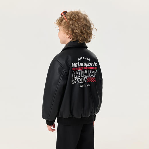 马克珍妮男童潮酷赛车夹棉皮衣夹克2025年秋冬新款551756 商品图1