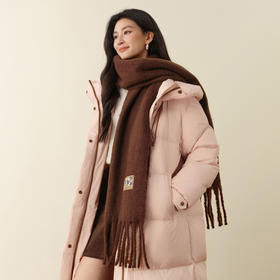 【严选】诗凡黎褐色氛围感双面围巾2025冬新款绵羊毛混纺保暖披肩百搭围脖7G93BW0121