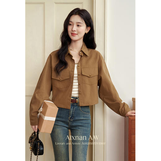 鹿向南「美拉德手册」工装衬衫短外套女装2025秋新款长袖休闲上衣 商品图0