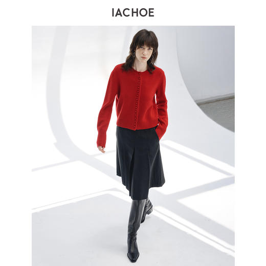 棉仓3661506003-【蘑菇蘑菇】全羊毛纽扣毛衣 商品图2