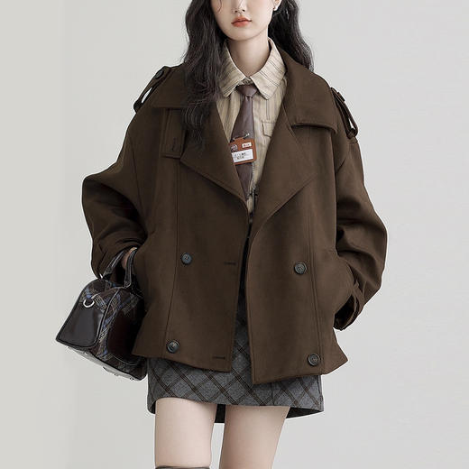 裁缝学苑AH83新款仿麂皮绒风衣纸样外套女翻领宽松高级感大衣打版裁剪 商品图4