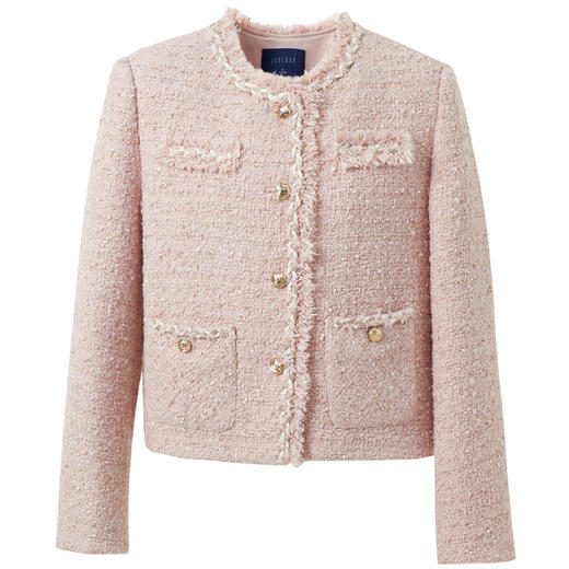 三彩2025冬季新款香风亮丝粗花呢圆领毛呢短大衣呢外套宽松M 商品图4