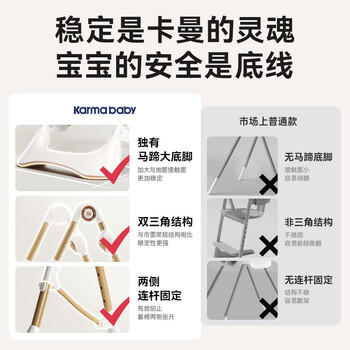 karmababy卡曼餐椅折叠可躺儿童椅子家用座椅成长坐椅 【免安装】皎玉白 商品图4
