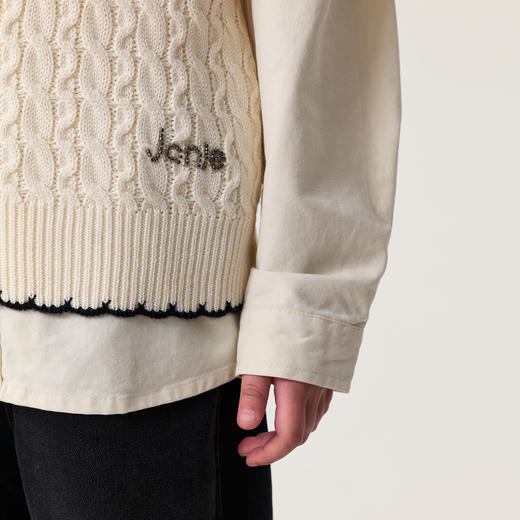 马克珍妮男女童撞色边绵羊毛针织马甲2025年秋冬新款551875 商品图4