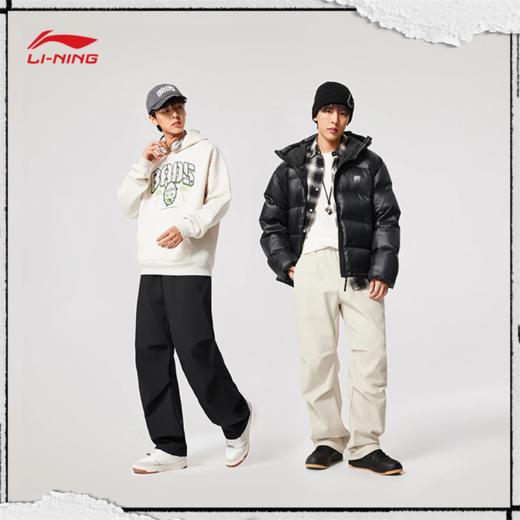 李宁反伍BADFIVE男子直筒加绒保暖防泼水宽松伞兵裤运动长裤AYKV557 商品图1