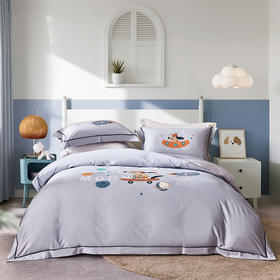 多喜爱 60S全棉缎纹四件套 星际小狗【60S长绒棉】【贡缎面料】【芬纳诺抗菌】细腻柔滑 精美织带/FX