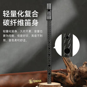 天鹅（SWAN）爱尔兰哨笛d调碳纤维D5竖笛高音初学者入门6孔直笛哨笛