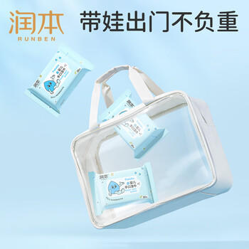 润本婴儿手口湿巾新生儿宝宝专用湿纸巾清洁洗脸巾便携小包20抽*16包 商品图5
