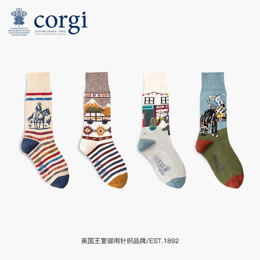 CORGI英国进口 英伦印花风情 中筒袜秋冬季款男袜 商品图3