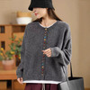 雀说文艺长袖毛衣外套女保暖圆领上衣AL7725 商品缩略图1