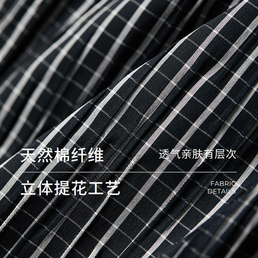 棉仓367604006-提花格纹肌理立领衬衫 商品图2