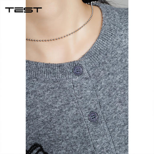 冬上新可爱刺绣灰色显瘦百搭针织开衫毛衣1254085 商品图2