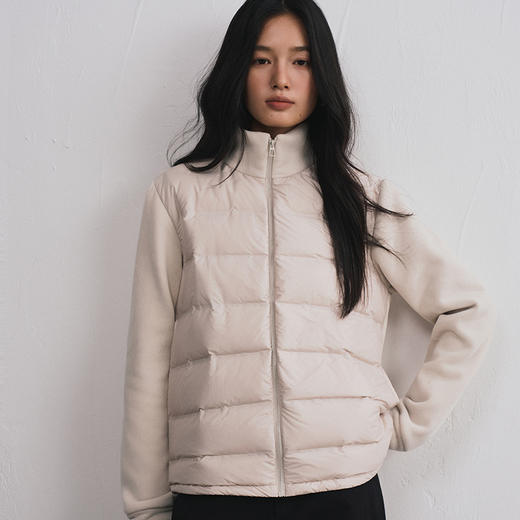 轻羽系列~摇粒绒羽绒外套女秋冬纯色匈牙利90鸭绒 拼接保暖开衫高级感百搭潮流外套短款 商品图3