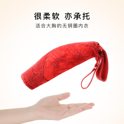 蛇年本命年新婚大红色内衣文胸套装性感蕾丝大胸显瘦显小收副乳子墨浮华套红 商品图7