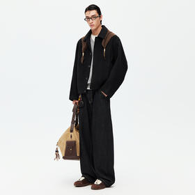 NPC潮牌绵羊毛翻领廓形毛呢夹克男轻奢短款毛呢大衣NP59WC05