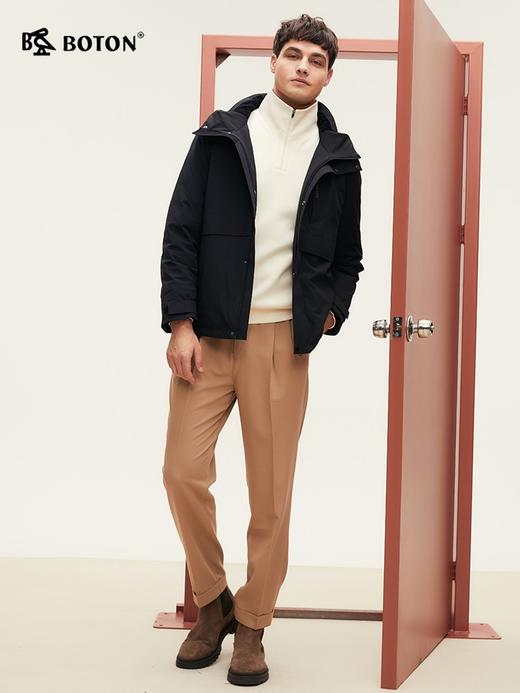 波顿男士秋冬 中长款羽绒服 利落暖护 白鸭绒黑色合身款MC830524 商品图2