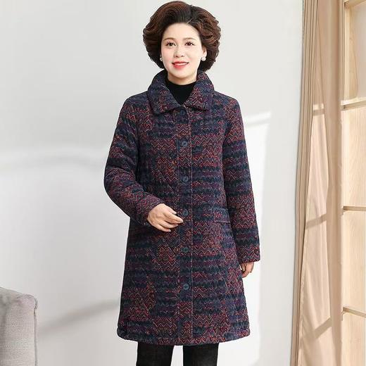 妈妈中长款灯芯绒碎花棉衣女冬季棉袄中老年保暖棉服纯棉加厚外套 商品图0