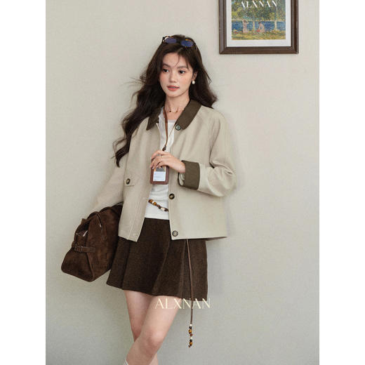 鹿向南「丁香絮语」高级卡其色短外套女秋季新款气质法式开衫上衣L57923 商品图1