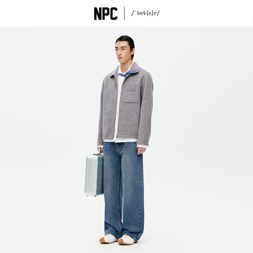 NPC潮牌100%绵羊毛贴袋拉链翻领毛呢大衣短款双头拉链NP58WC30 商品图1