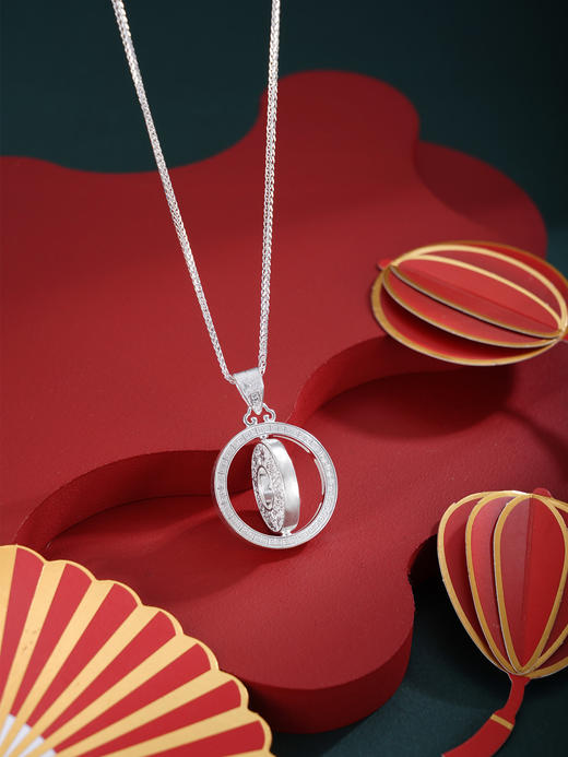 子佩集【八宝福盘】S990银吊坠【QFDZ044】花丝吊坠可旋转（不含链）2510 商品图6