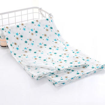 9i9婴儿包巾纯棉防惊跳新生儿纱布巾宝宝产房包单抱被子蓝120*110cm 商品图6