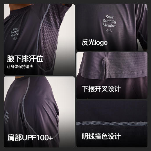 STAW世拓运动分区散热跑步短袖COOLMAX抗菌户外训练T恤男速干衣 商品图2