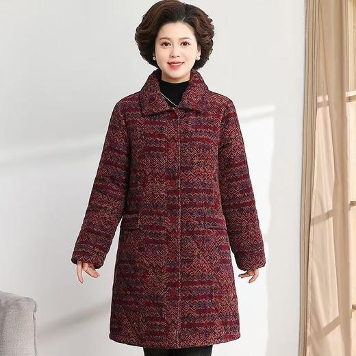 妈妈中长款灯芯绒碎花棉衣女冬季棉袄中老年保暖棉服纯棉加厚外套 商品图1
