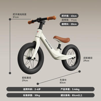 乐卡（Lecoco）儿童平衡车1-3-6岁滑步车镁合金单车溜溜车 CUNX1 商品图5