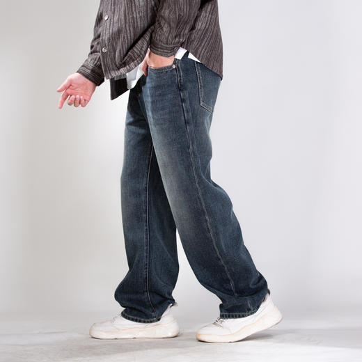 DRONKOO 2025 半松紧腰表袋上方斜织带棕标中厚牛仔长裤 商品图2