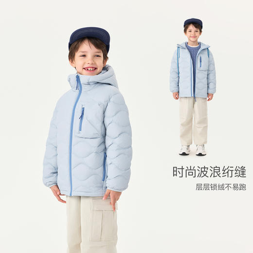 【无氟防泼水】马克珍妮男女童超轻加厚拼色羽绒服2025年冬装新款551639 商品图2