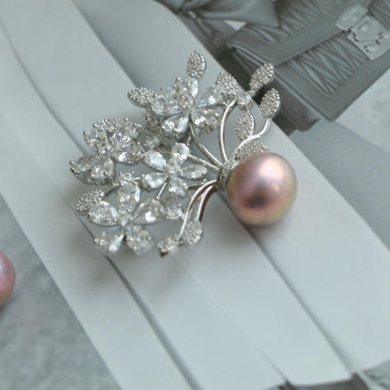 甄珠贝 胸针 天然淡水珍珠 约13mm 商品图0