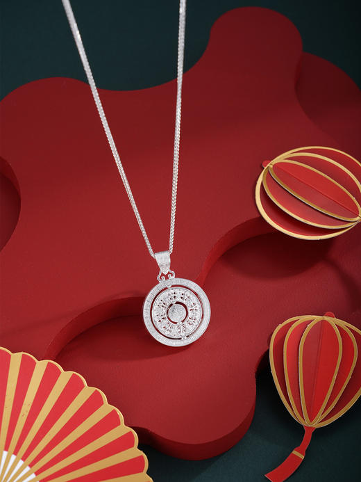 子佩集【八宝福盘】S990银吊坠【QFDZ044】花丝吊坠可旋转（不含链）2510 商品图3