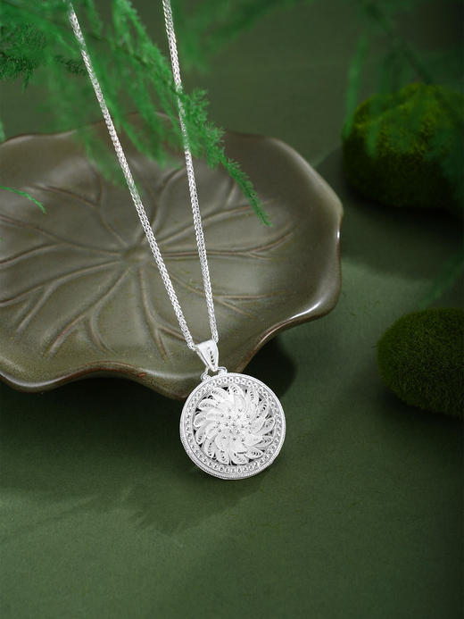 子佩集【莲花顺意】S990银吊坠【QFDZ043】花丝吊坠可旋转（不含链）2510 商品图0