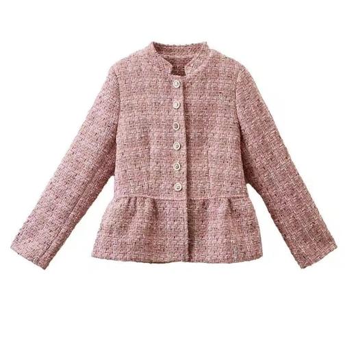 雀说新款时尚小香风外套女高级感气质百搭粗花呢短款长袖上衣AL8889 商品图3