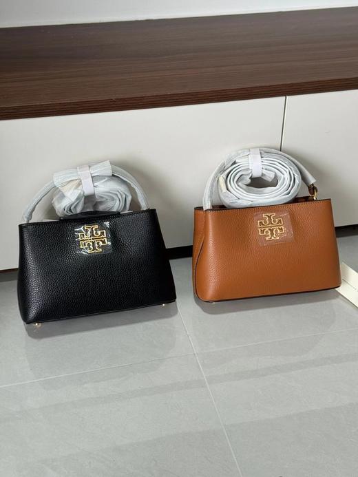 D102172百搭款黑色荔枝纹牛皮金属浮雕logo可手提斜挎迷你戴妃包 商品图0