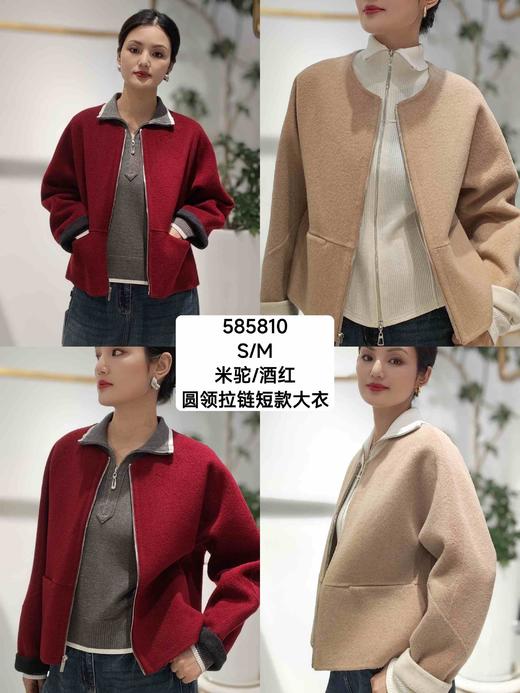 585810圆领拉链短款大衣 商品图0