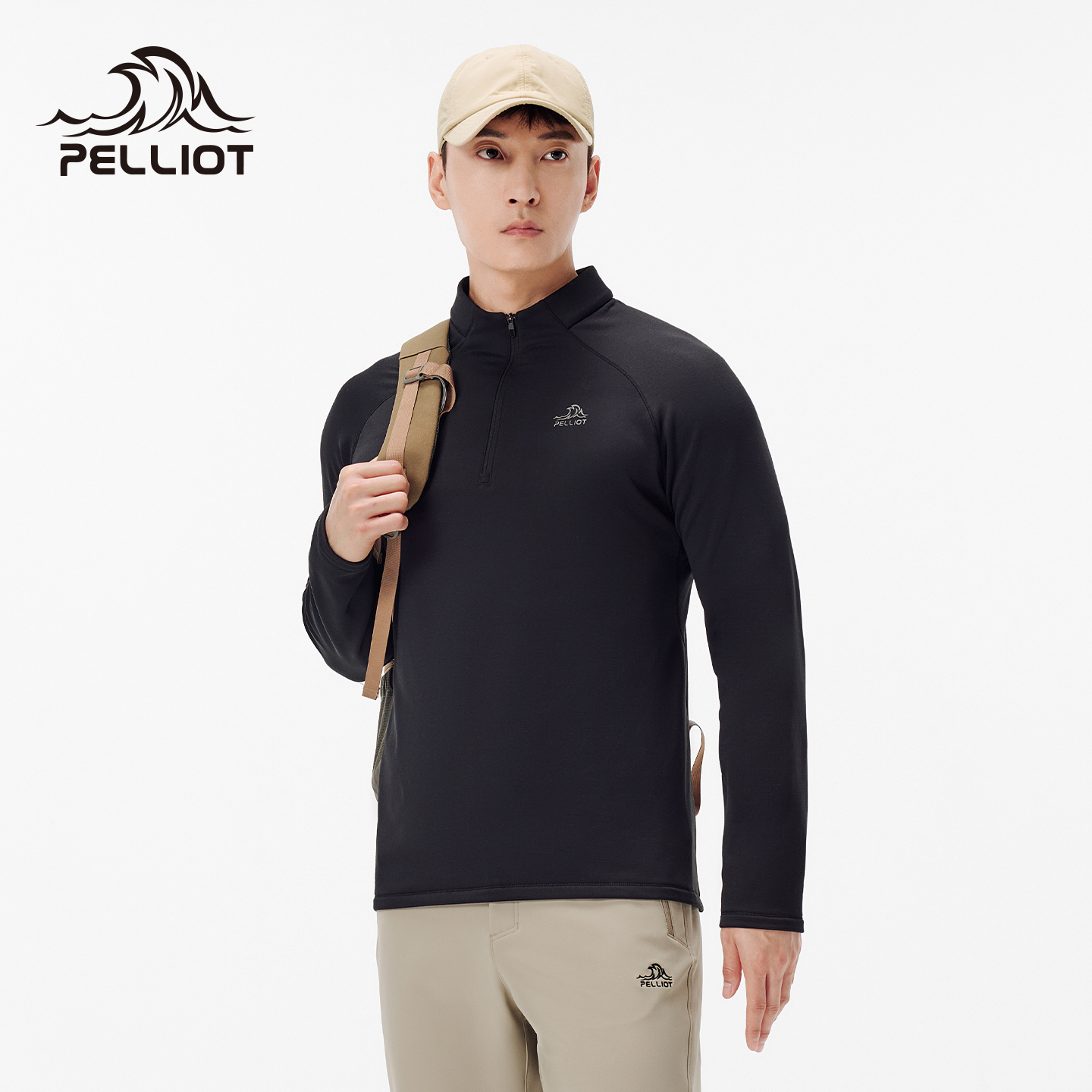 伯希和户外骑行T恤加绒立领男25新款女抑菌高弹保暖亲肤修身长袖