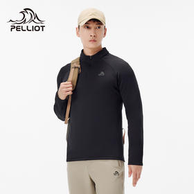 伯希和户外骑行T恤加绒立领男25新款女抑菌高弹保暖亲肤修身长袖