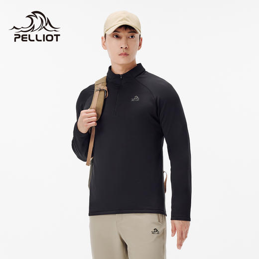 伯希和户外骑行T恤加绒立领男25新款女抑菌高弹保暖亲肤修身长袖 商品图0