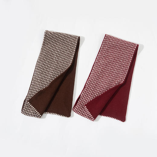 Grace&Glam 情侣款经典千鸟格羊毛双面系带围巾围脖 商品图2