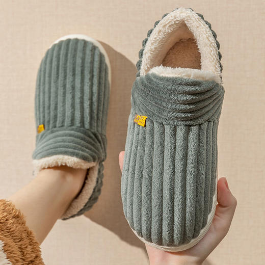 新款新品秋冬季棉拖鞋女情侣包跟保暖防滑室内居家毛毛加绒月子棉鞋 商品图0