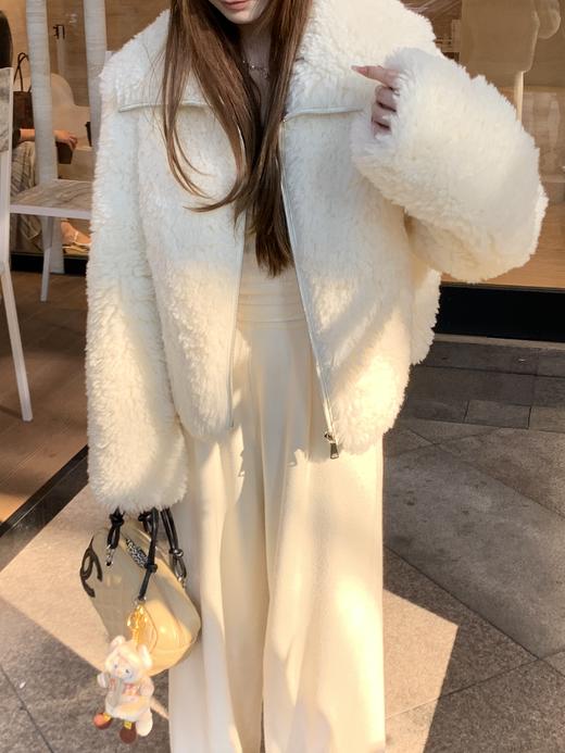 现货  秋冬韩系环保毛翻领毛茸茸短外套 商品图2