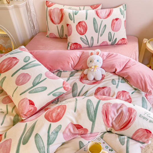 冬天小暖阳☀ 牛奶绒四件套 🥛牛奶丝滑触感  细节设计 含防静电导丝 可机洗 商品图9