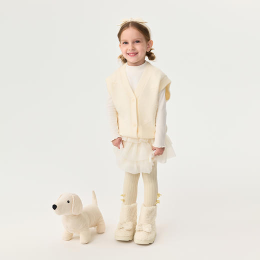 马克珍妮女童立体花朵软软小马甲2025年秋装新款551870 商品图1