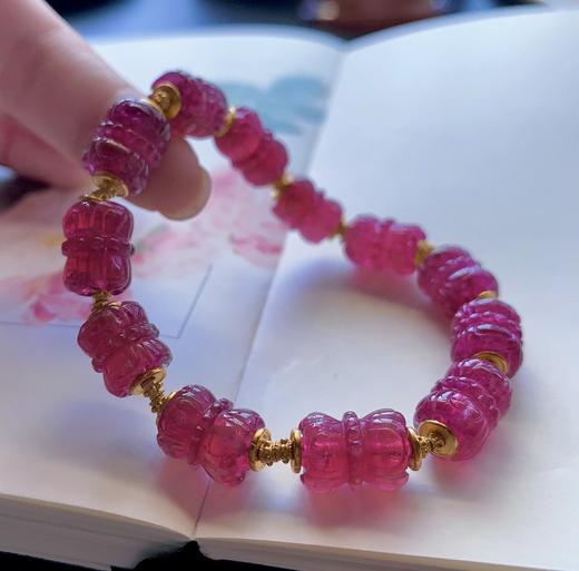 单圈莲花珠红碧玺手串 商品图2