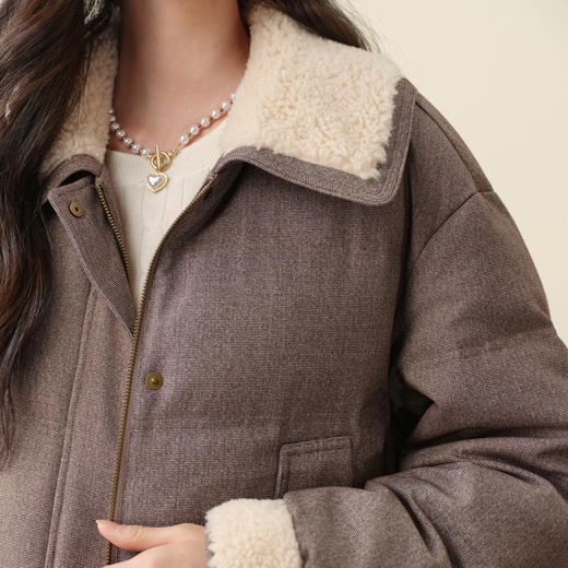 【严选】孟子义代言诗凡黎巴恩风安心羽绒服2025冬新款拼接毛领保暖外套女7GA180041 商品图3