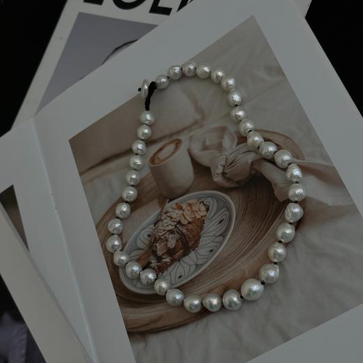 QOQI 淡水巴洛克9-10mm ji光皱皮 纽扣珠约14mm 总长约46cm 商品图6