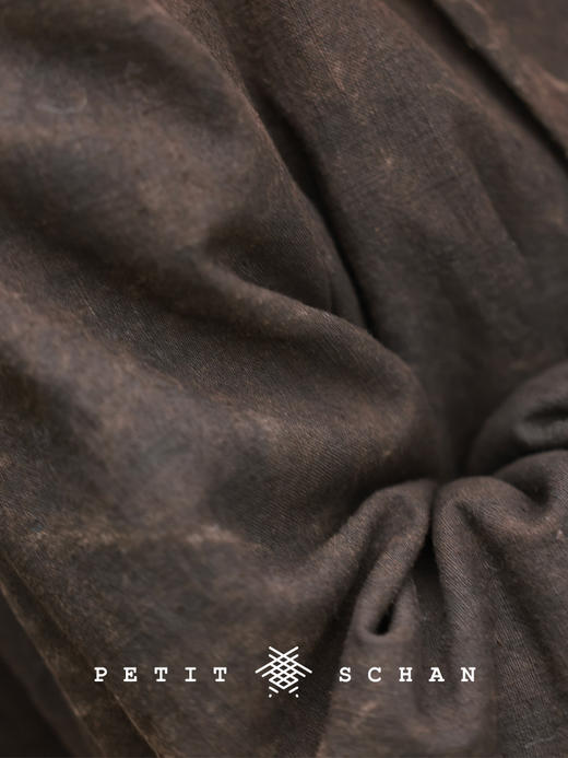 PETIT SCHAN小闪 CLO#935 Yuhuchun vase 玉壶春瓶 柿染苎麻棉拼接羊皮青果领西装外套 商品图4